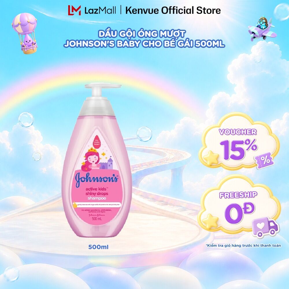 Dầu gội óng mượt cho bé gái Johnsons Active Kids Shiny Drops Shampoo 500ml