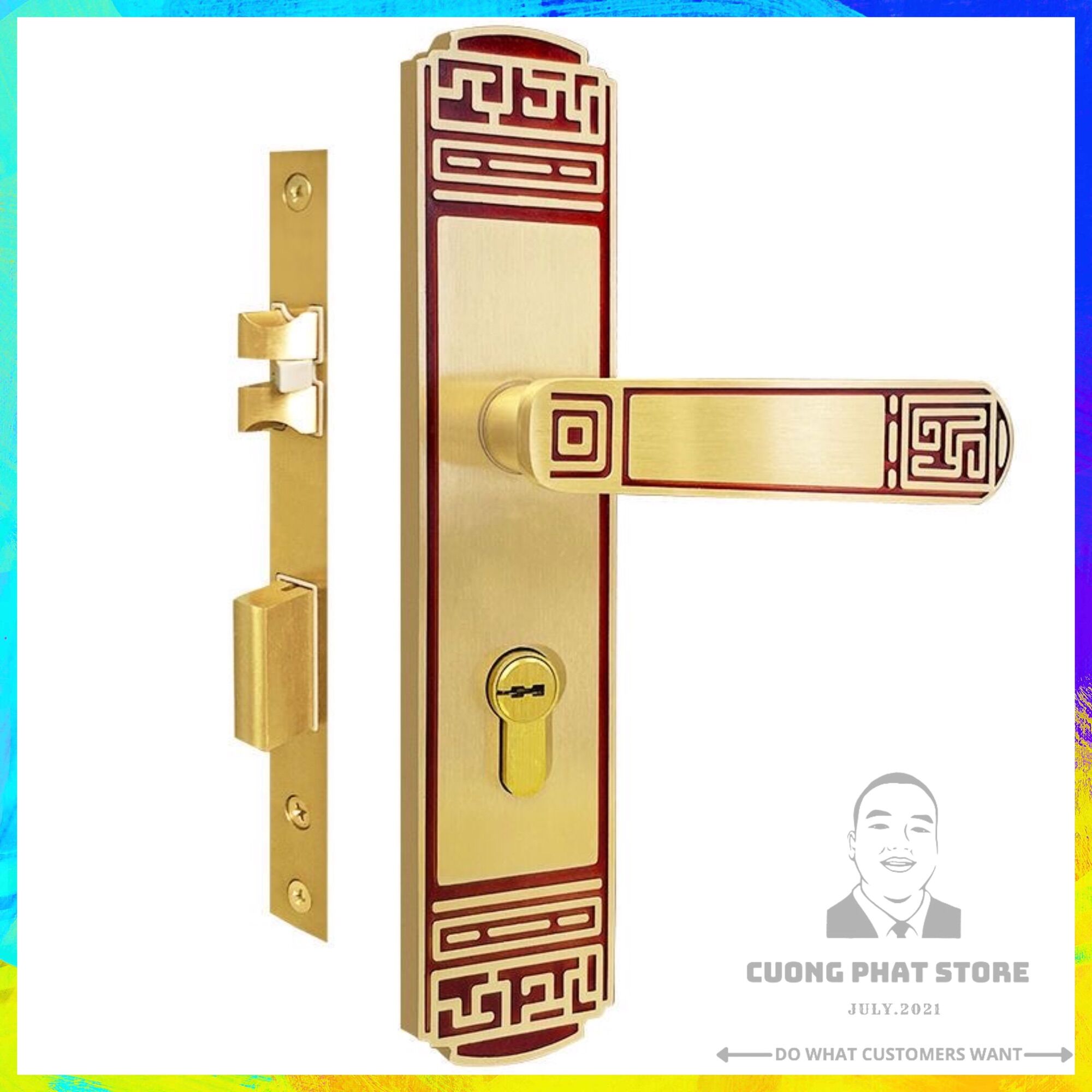 Khoá đồng tay gạt phong cách Châu Âu giản đơn lắp cho mọi cửa phòng gỗ nhựa