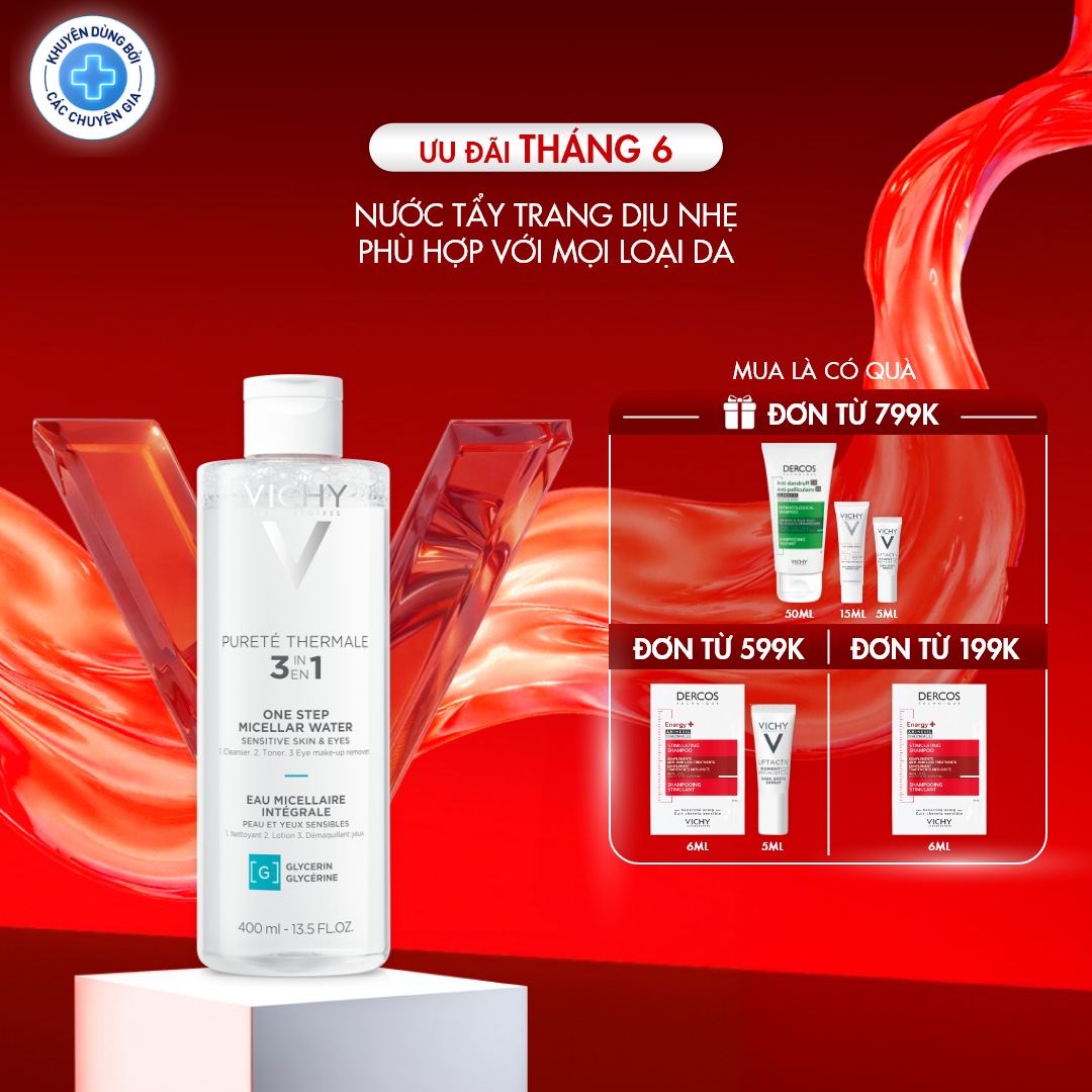 Nước tẩy trang cho da nhạy cảm Vichy Mineral Micellar Water Pureté Thermale 400ml