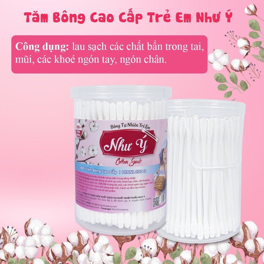 BÔNG TĂM TRẺ EM ( 1 BỊCH 200 CÂY )