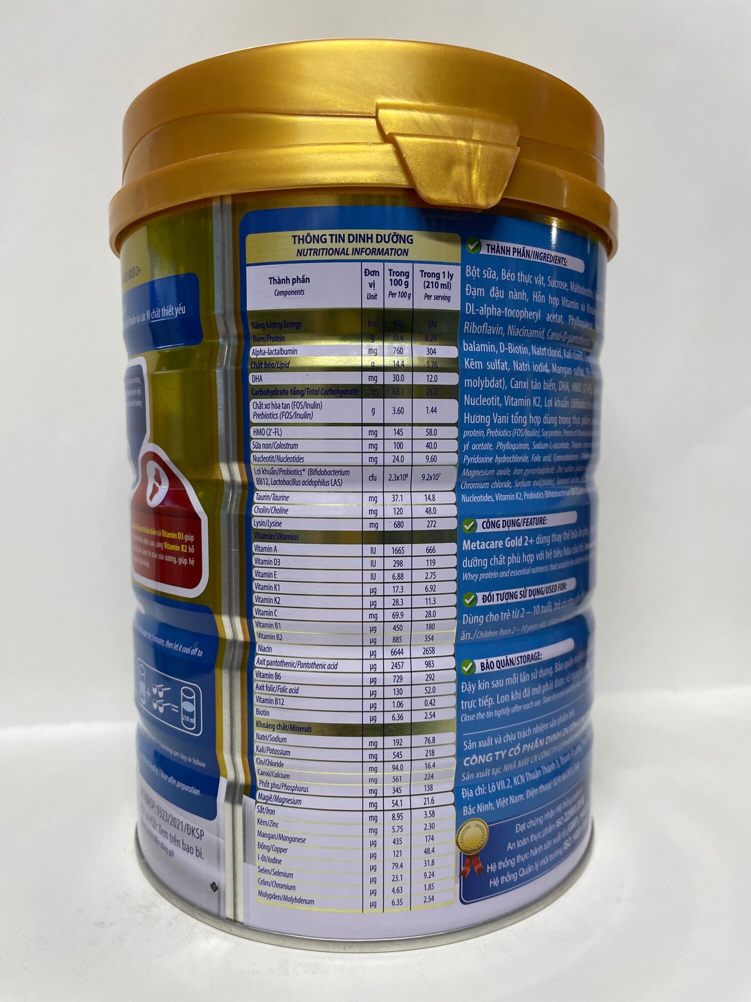 Sữa bột Metacare Gold 2+ lon 900g date: 1/2025