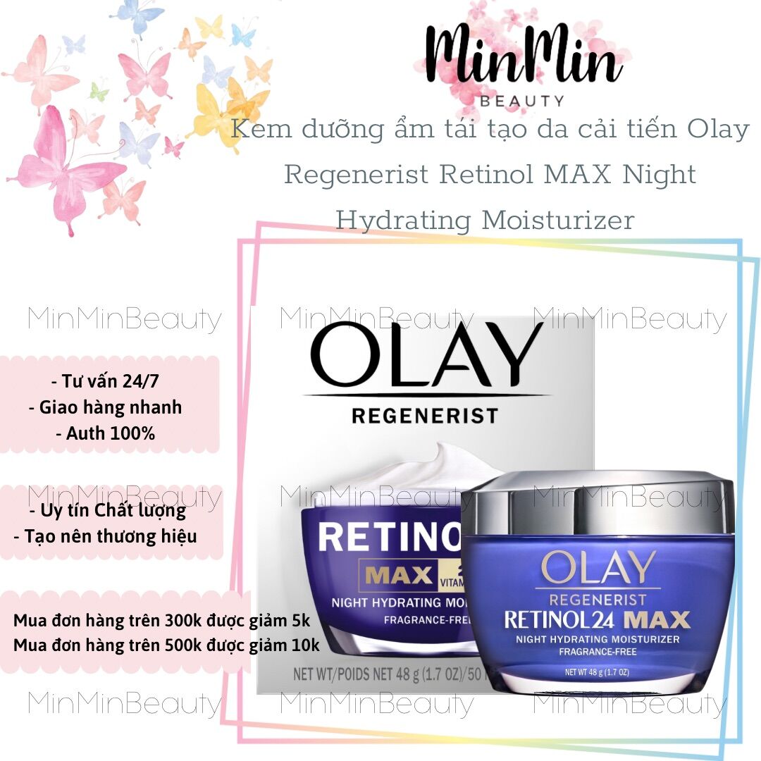 Kem dưỡng ẩm tái tạo da cải tiến Olay Retinol 24 Max Night Hydrating Moisturizer Fragrance Free (48g)