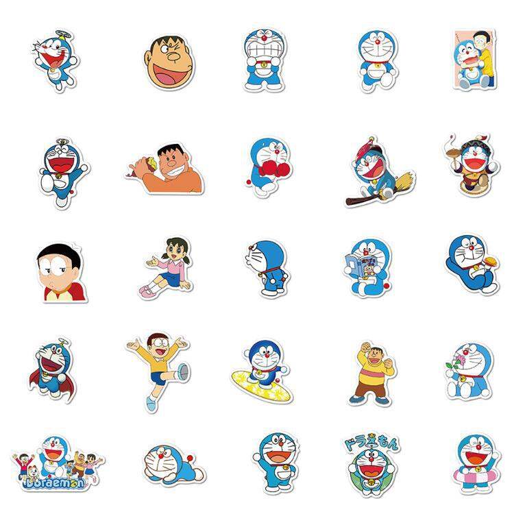 Set 50 miếng sticker hình dán chống nước Doraemon