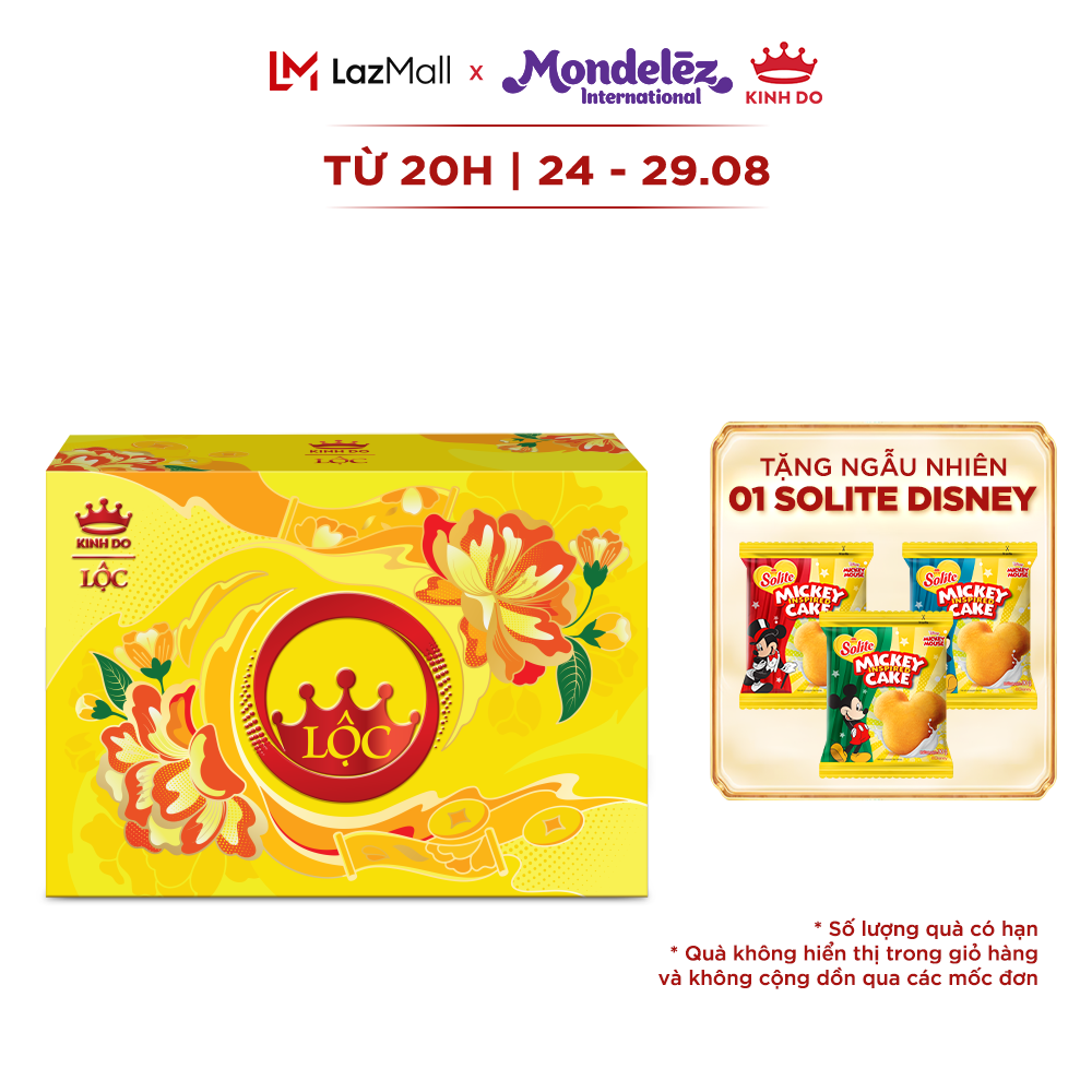Bộ quà bánh tết kinh đô lộc i - hộp giấy 811g kèm túi giấy