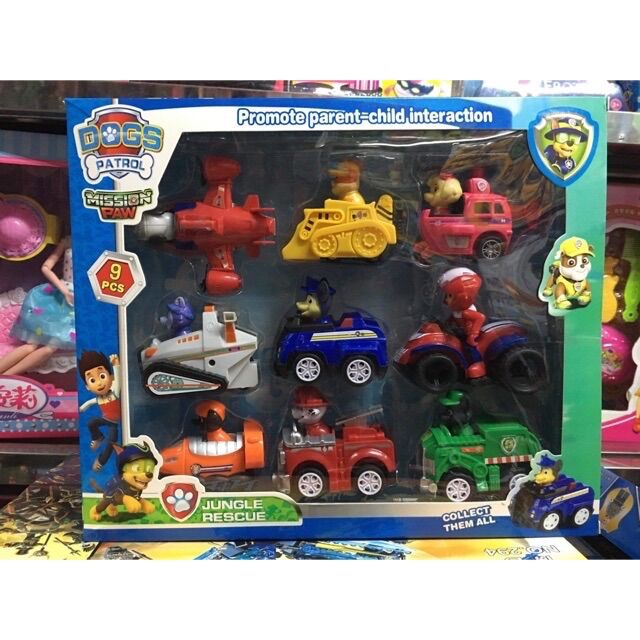 Bộ 9 xe đồ chơi chạy đà đội chó cứu hộ a11