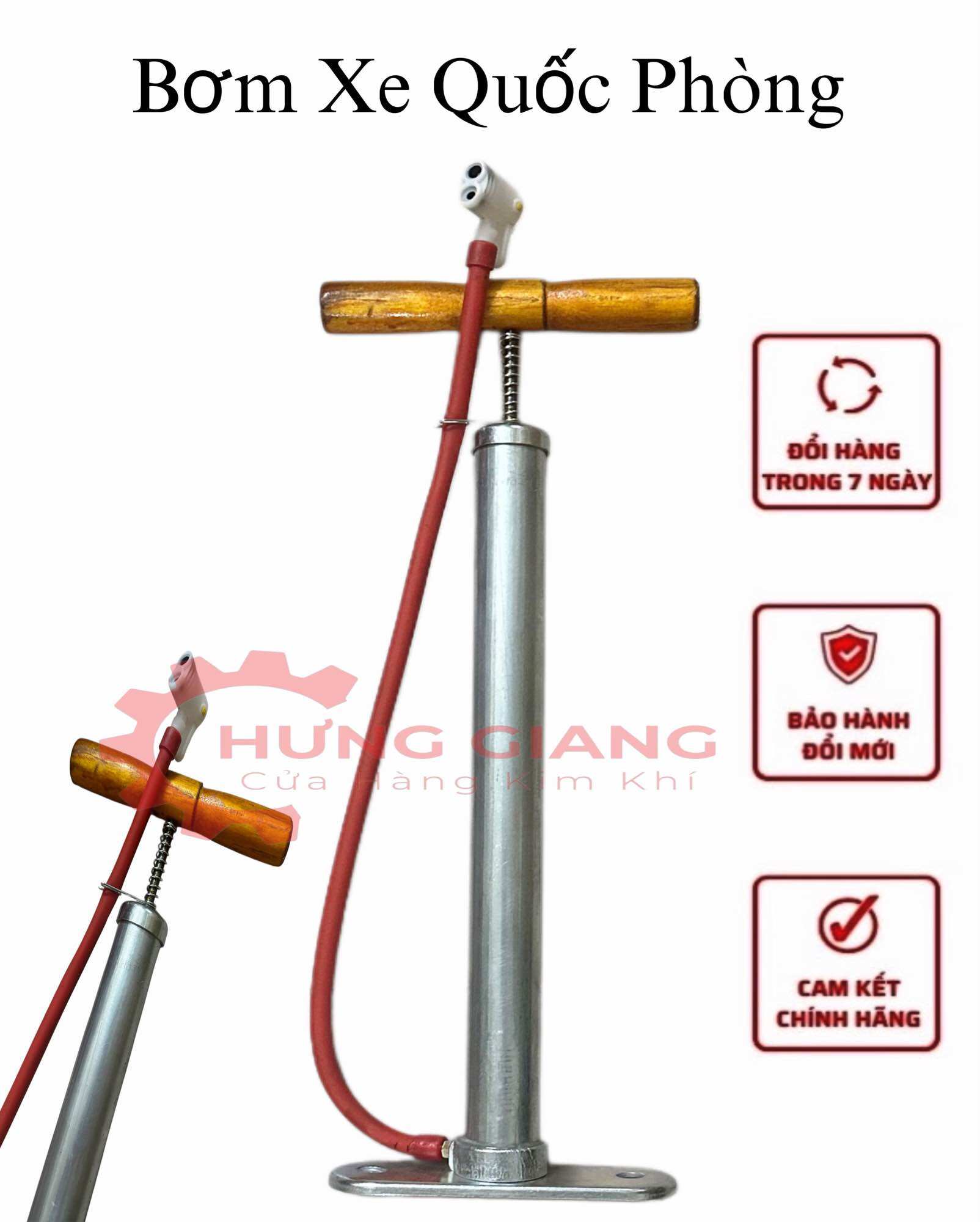 Bơm Quốc Phòng bơm xe máy, xe đạp Tặng Kèm Đầu Bơm Dây Bơm xe thay thế