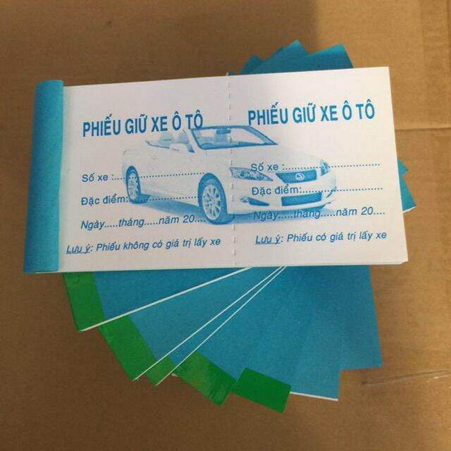 Combo 10 quyển - Phiếu Giữ Xe Ôtô