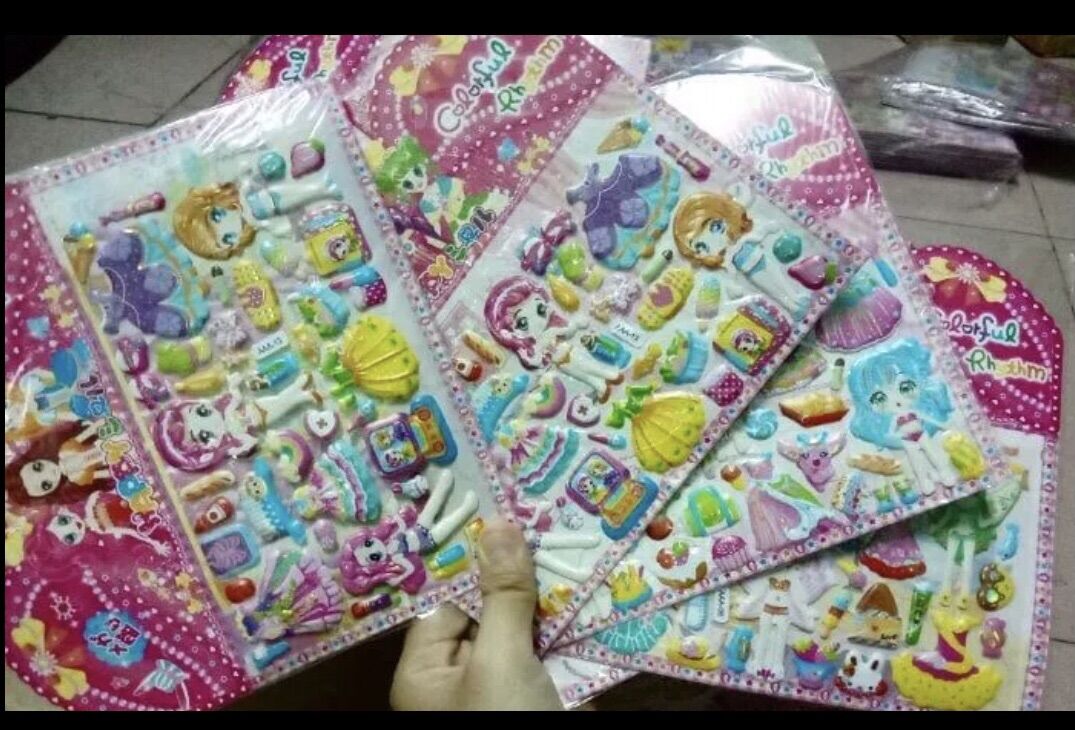 Bộ 10 hình dán mẫu búp bê nổi 3D