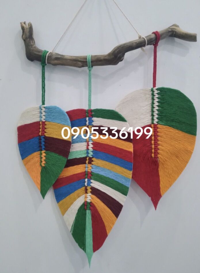 Cành lá macrame có phun keo định hình