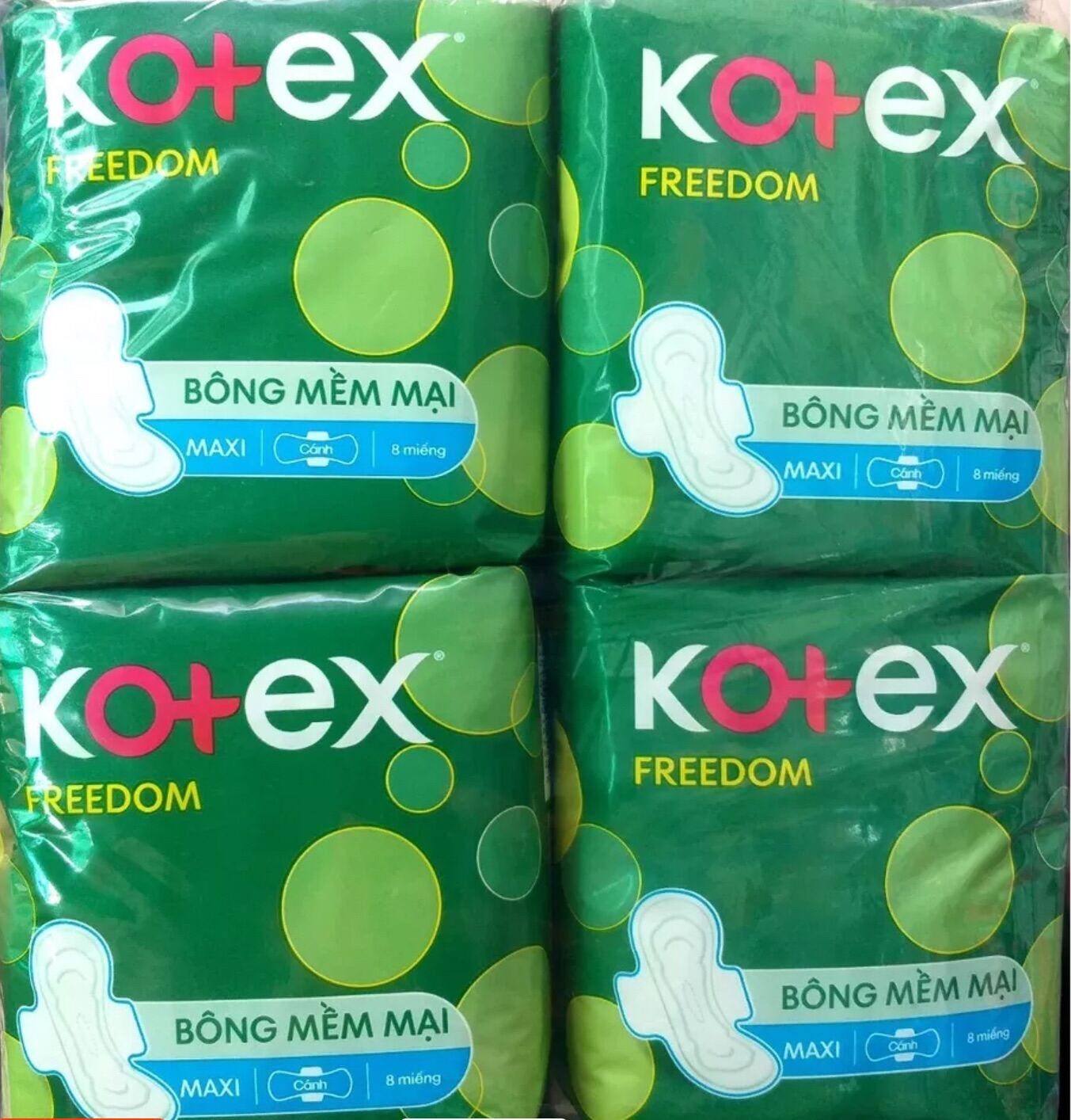 (23cm) Combo 8 Gói Kotex Freedom Maxi Cánh- Mỗi Gói 8 Miếng- HSD luôn mới