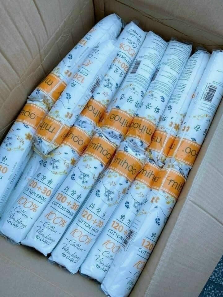 BÔNG TẨY TRANG MIHOO 150 MIẾNG