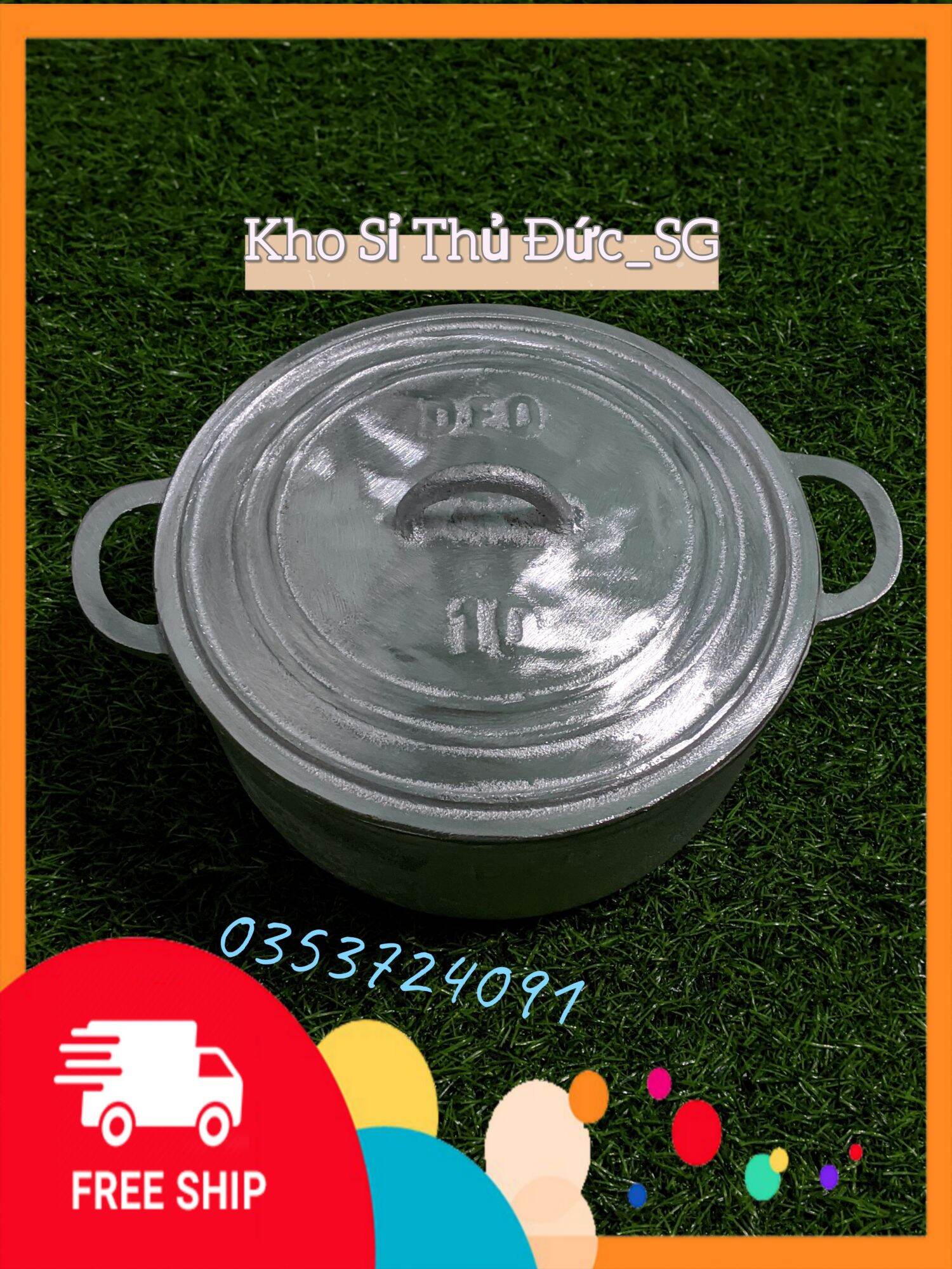 Siêu khuyến mãi - nồi gang đúc nguyên khối số 10 đường kính 21cm - nấu cơm cháy siêu gion ngon