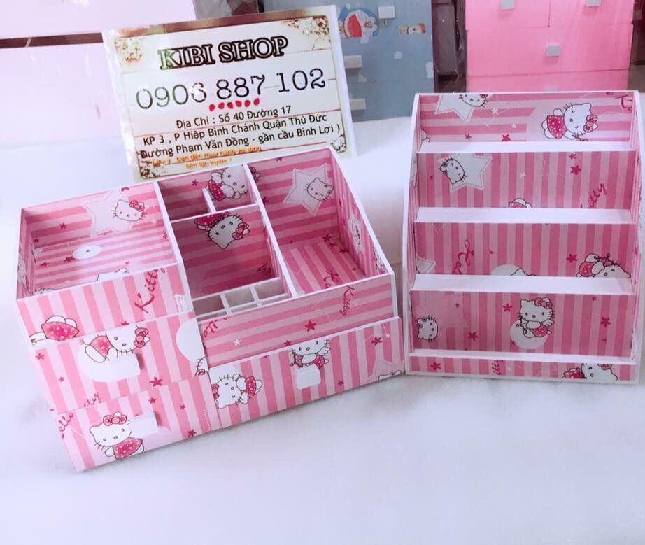 KỆ MỸ PHẨM 3 NGĂN XÉO MÈO KITTY
