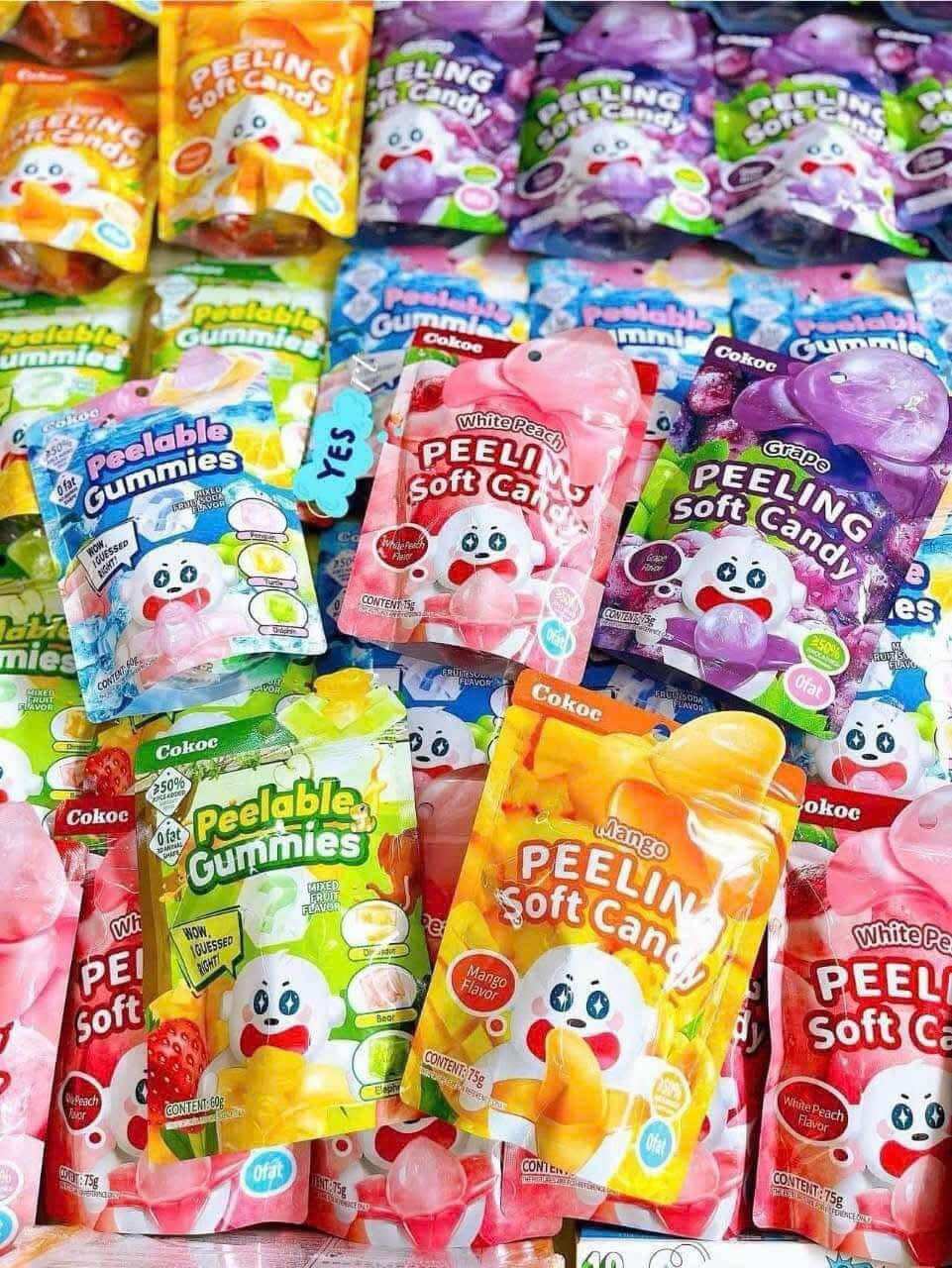 (Combo 6 bịch)Kẹo dẻo trái cây lột vỏ vị nho Bobo CoKoc gói 75g - đồ ăn vặt siêu cuốn