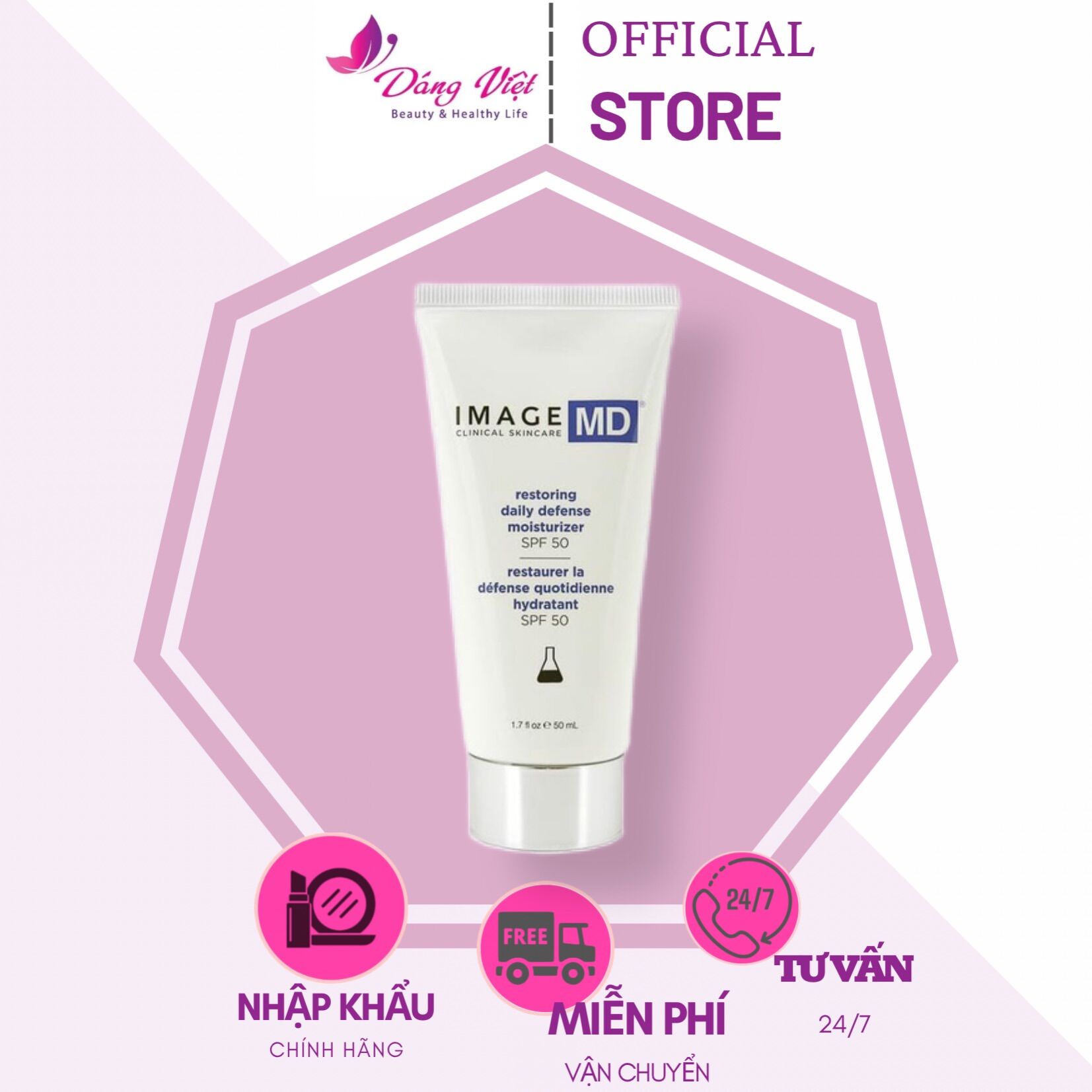 Kem chống nắng chống lão hóa da Image MD Restoring Daily Defense Moisturizer SPF 50+