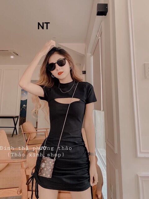 Váy body hở ngực rút hông