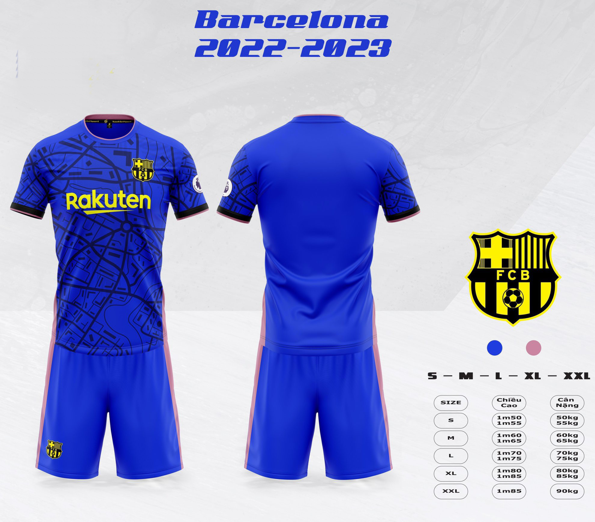 Áo đá banh - bộ quần áo bóng đá barcelona mùa giải 2022/23/ có in tên số