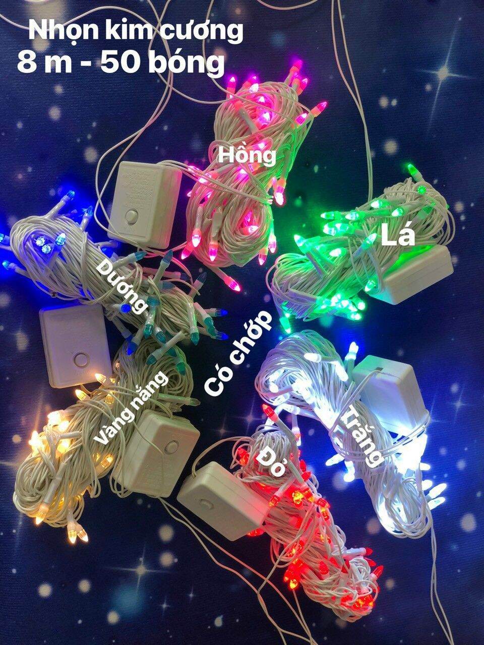 Dây Đèn led chớp kim cương đơn màu dài 8m