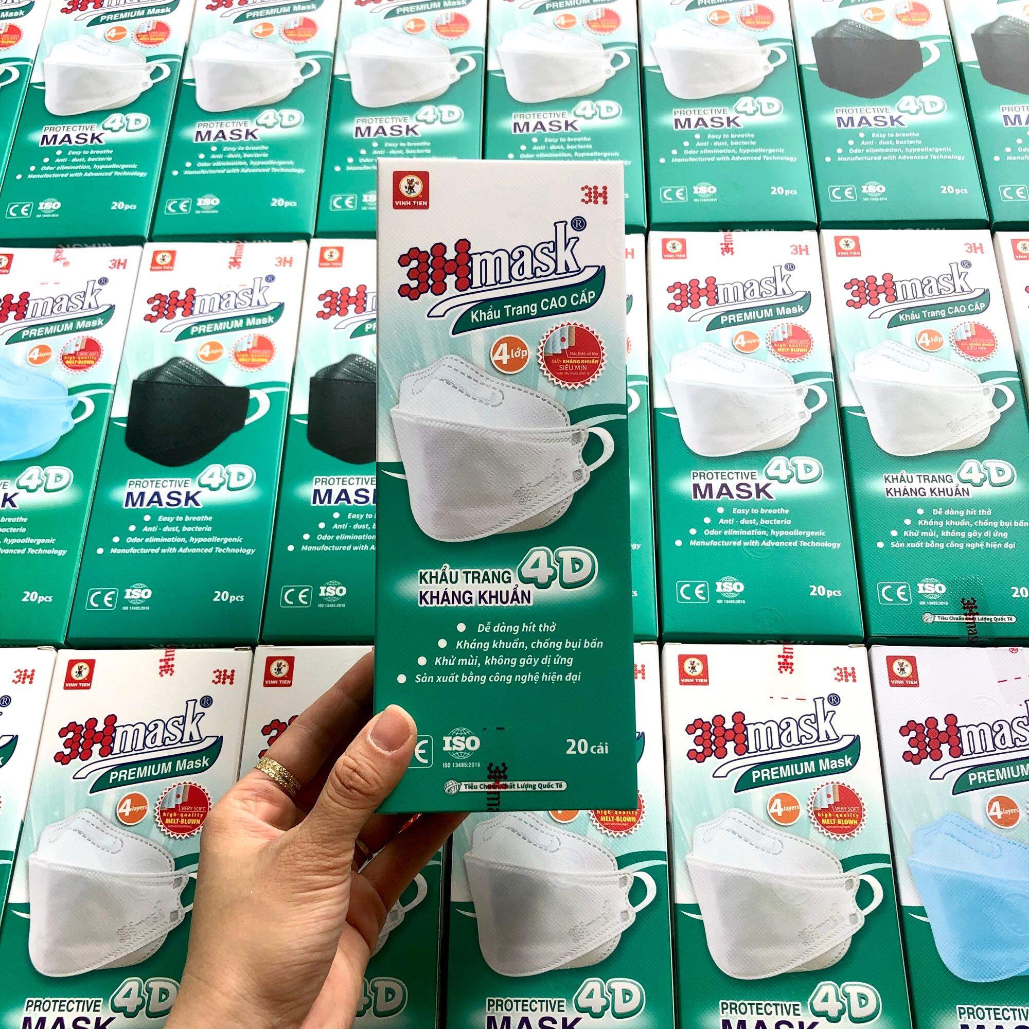 [Quai Bản Dẹp không đau tai] Hộp 20 Khẩu Trang KF94 4D kháng khuẩn 3Hmask chính hãng