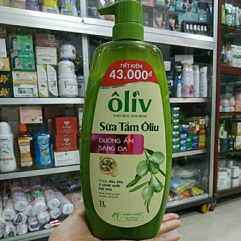 [HCM]SỮA TẮM DƯỠNG ẨM SÁNG DA"ÔLIV"MỚI CHAI TO 1L TIẾT KIỆM CHỨA DẦU ÔLIU VÀ CHIẾT XUẤT HẠT NHO
