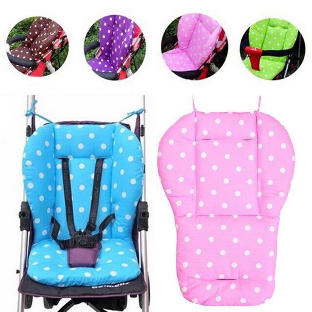 Đệm Lót Xe Đẩy Ghế Ăn Dặm Chấm Bi Cotton Thoáng Mát Cho Bé
