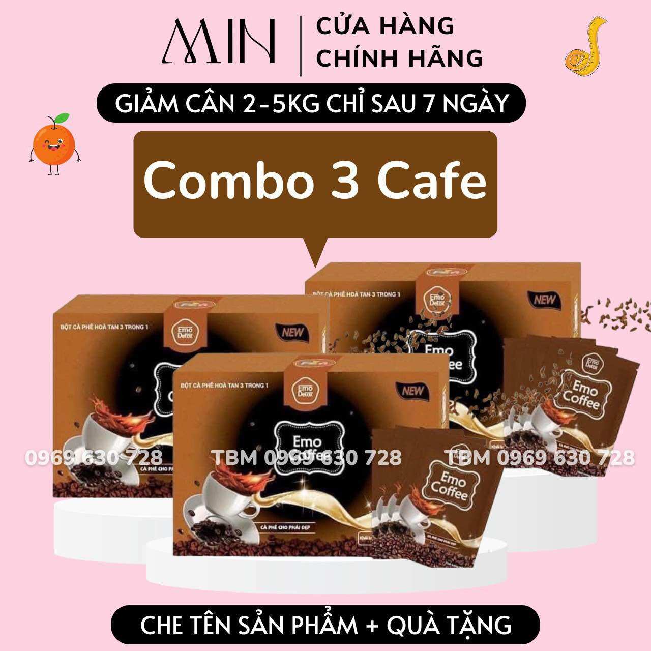 Combo 3 hộp giảm cân emoslim vị cafe chính hãng