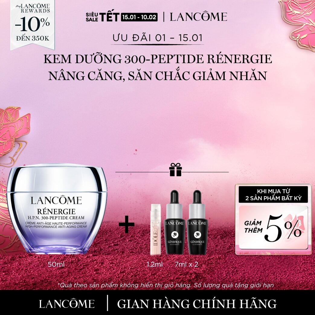   CHỈ 1-15 1 - Voucher 10% - TỐI ĐA 350K  Kem Dưỡng LANCOME 300-peptide Rénergie chống lão hoá & nâng căng săn chắc 50ml 