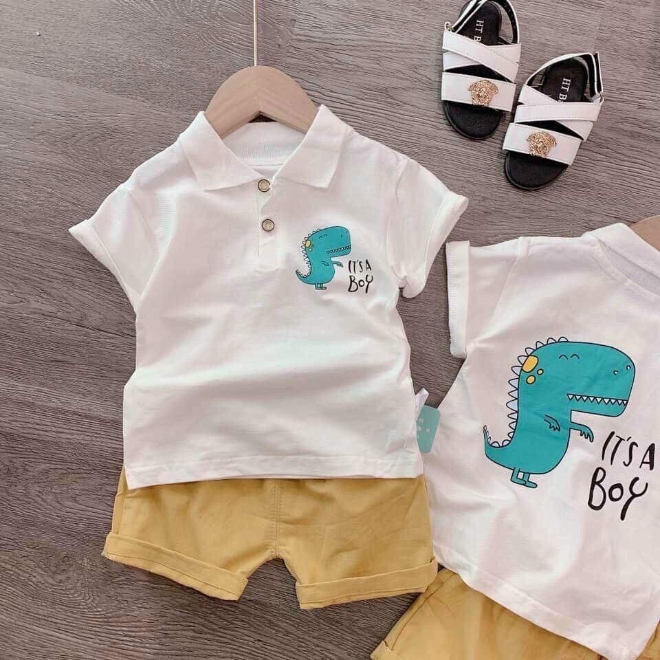 Sét áo thun cotton in hình khủng long + quần đũi cho bé trai _ Quần áo trẻ em 👶👶👶👶👶