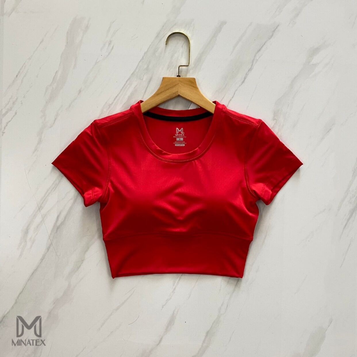 [HCM]Minatex Áo croptop tập gym yoga kèm mút ngực dáng siêu yêu