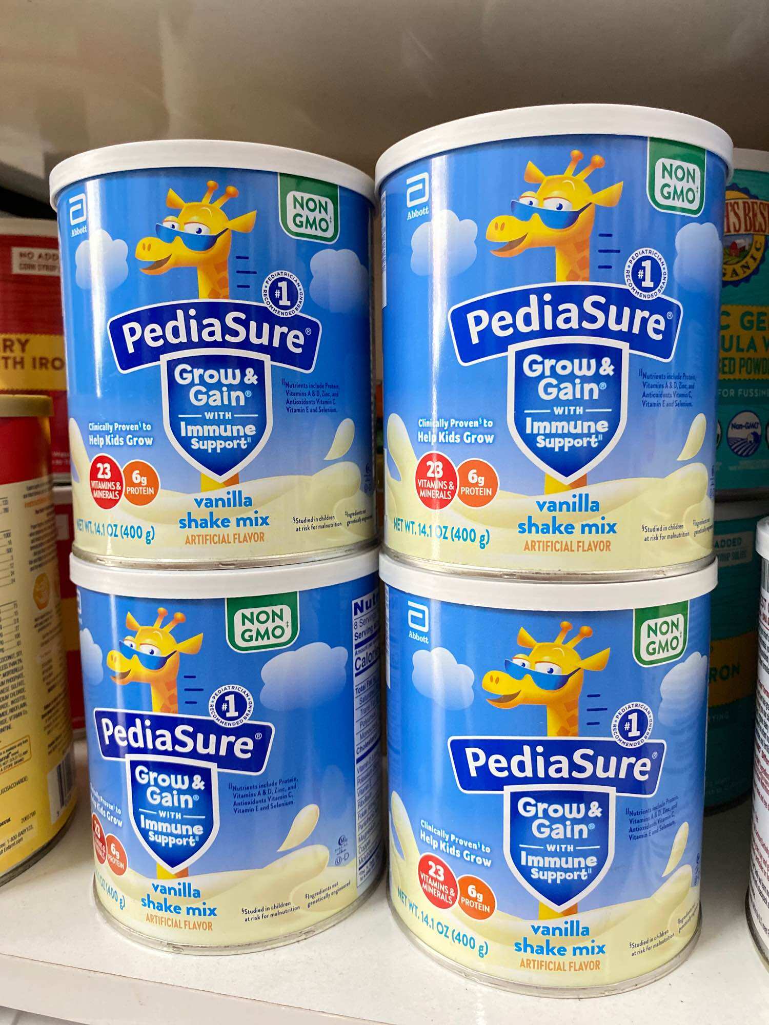   DATE 2026 Sữa bột Pediasure hươu cao cổ Grow & Gain hương vanilla 400g cho bé 2+ 