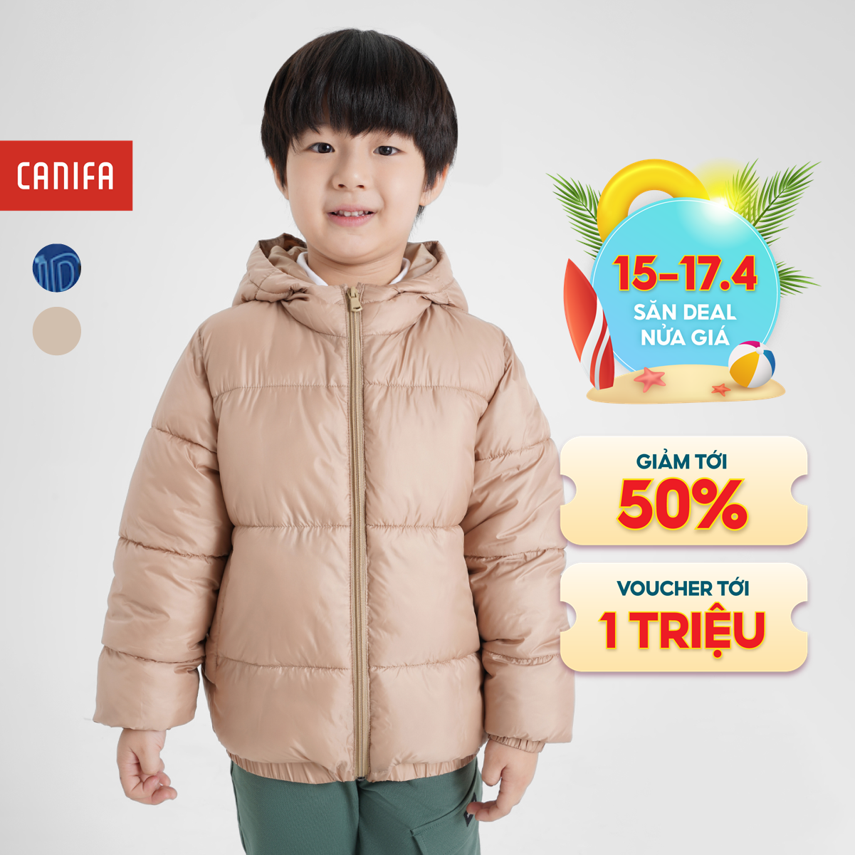 [15-17.4 VOUCHER TỚI 1 TRIỆU] Áo khoác chần bông bé trai CANIFA 2OT24W004