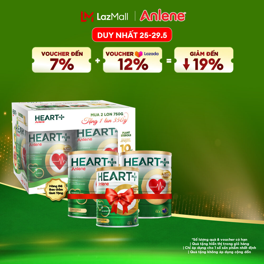[Voucher giảm đến 26%][Tặng 1 Lon Anlene Heart Plus 350G] Bộ Quà Tặng Combo 2 Sữa Bột Anlene Heart Plus Lon 750G