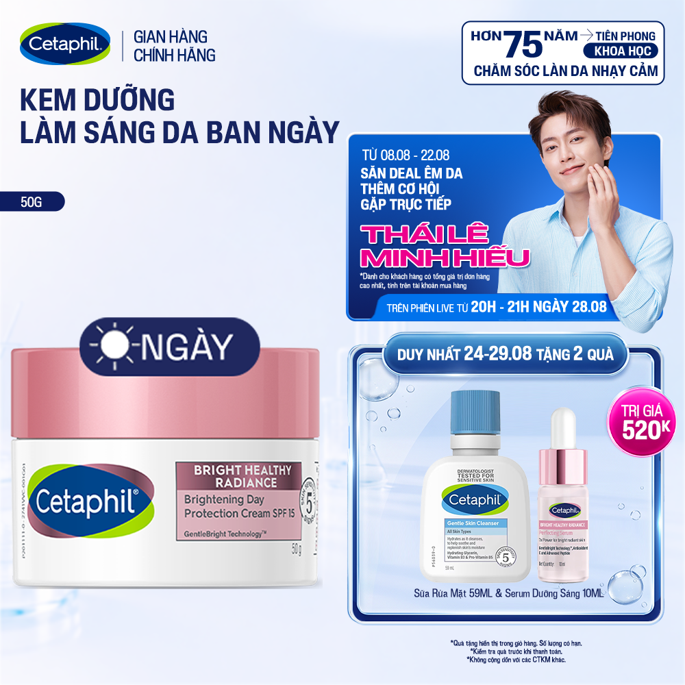 Kem dưỡng ẩm làm sáng da ban ngày Cetaphil Bright Healthy Radiance Day Protection Cream SPF15 50g