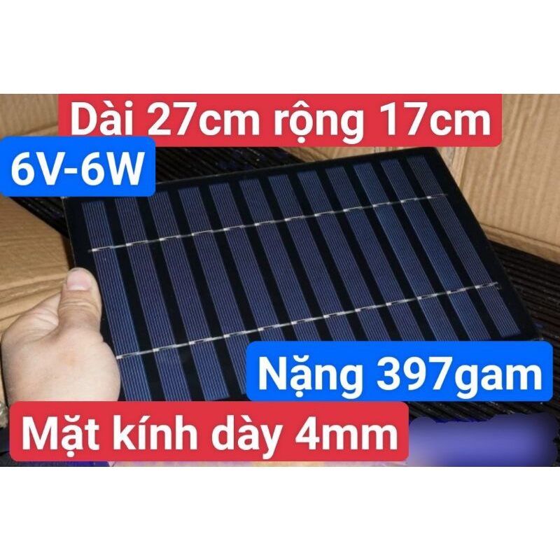 Tấm pin năng lượng mặt trời 6v-6w mới 100% mặt kính