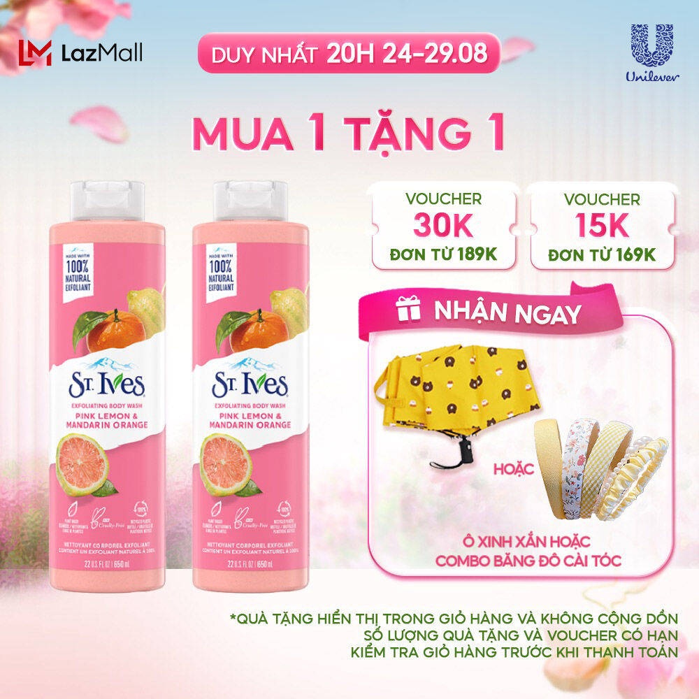 Combo 2 chai Sữa tắm dưỡng da St.Ives Cam Chanh 650ml