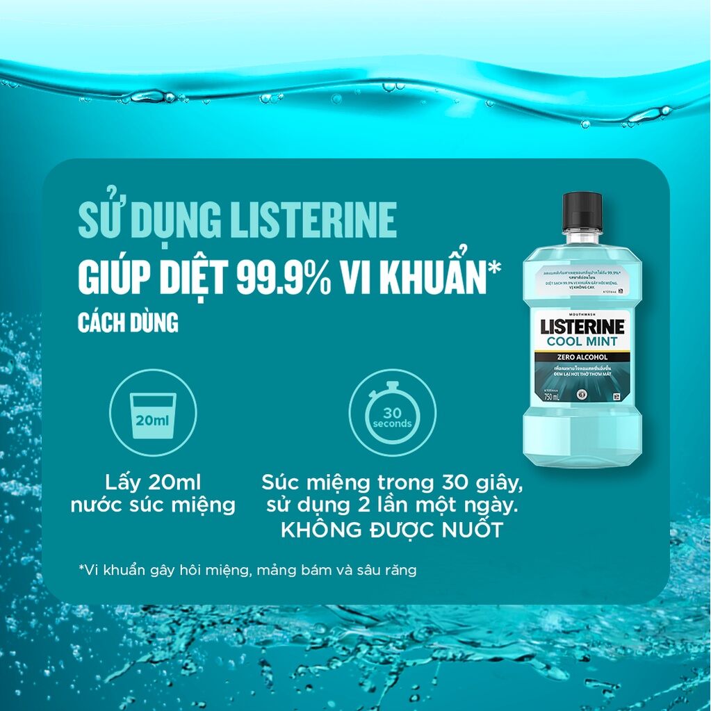 [Date 2025]Nước súc miệng Listerine Coolmint Zero không cay 750ml