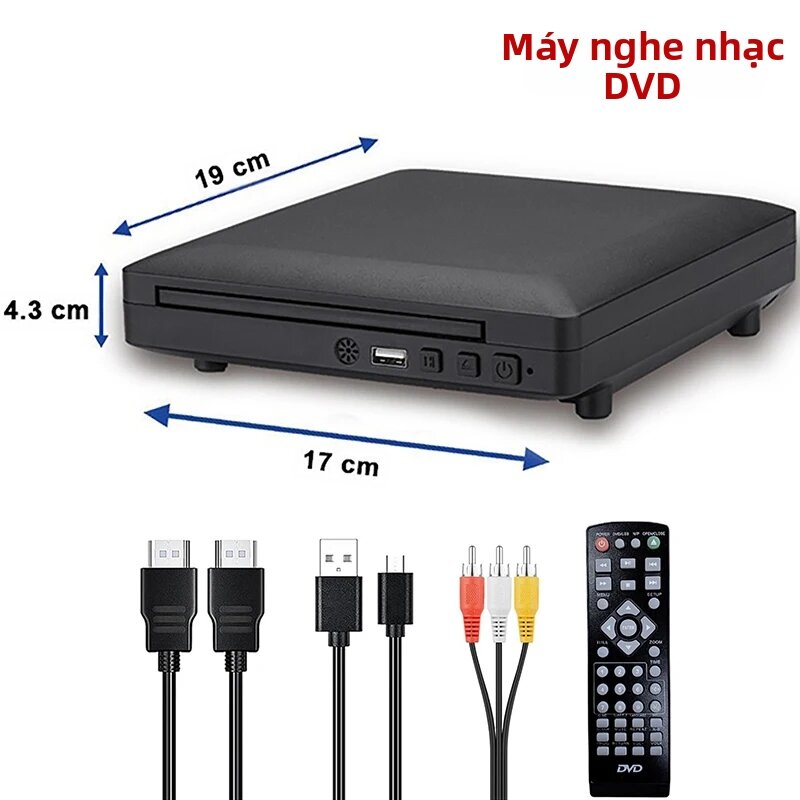 Máy Chơi Đĩa DVD Mini 1080P Full HD USB, Hỗ Trợ TV, CD, VCD, EVD, MP3, RW, Kèm Điều Khiển Từ Xa Và Cáp HDMI AV Cho Hệ Thống Rạp Hát Gia Đình