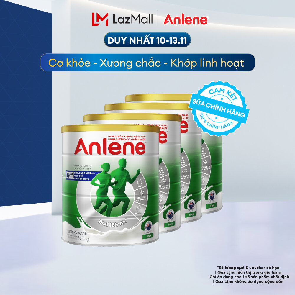 [Voucher giảm đến 16%][FREESHIP 0Đ TOÀN QUỐC] Combo 4 Sữa Bột Anlene Hương Vani 800G