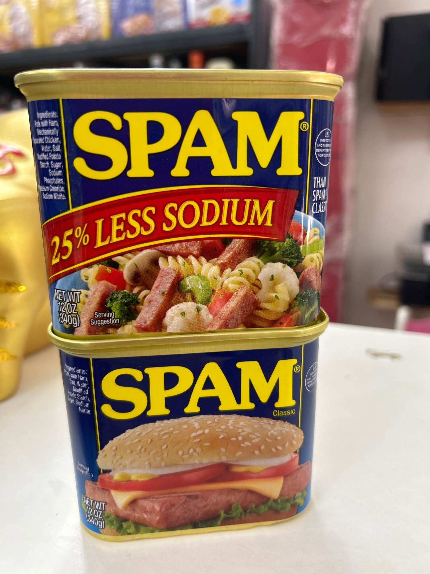 Gluten free thịt hộp Spam 25% less sodium hộp 340g