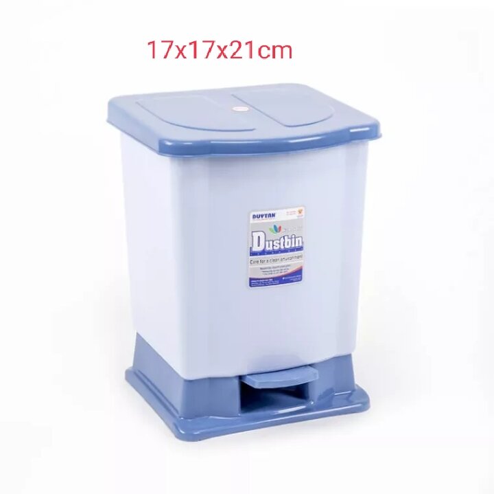Thùng rác vuông đạp có nắp đậy nhựa duy tân 17x17x21cm mini