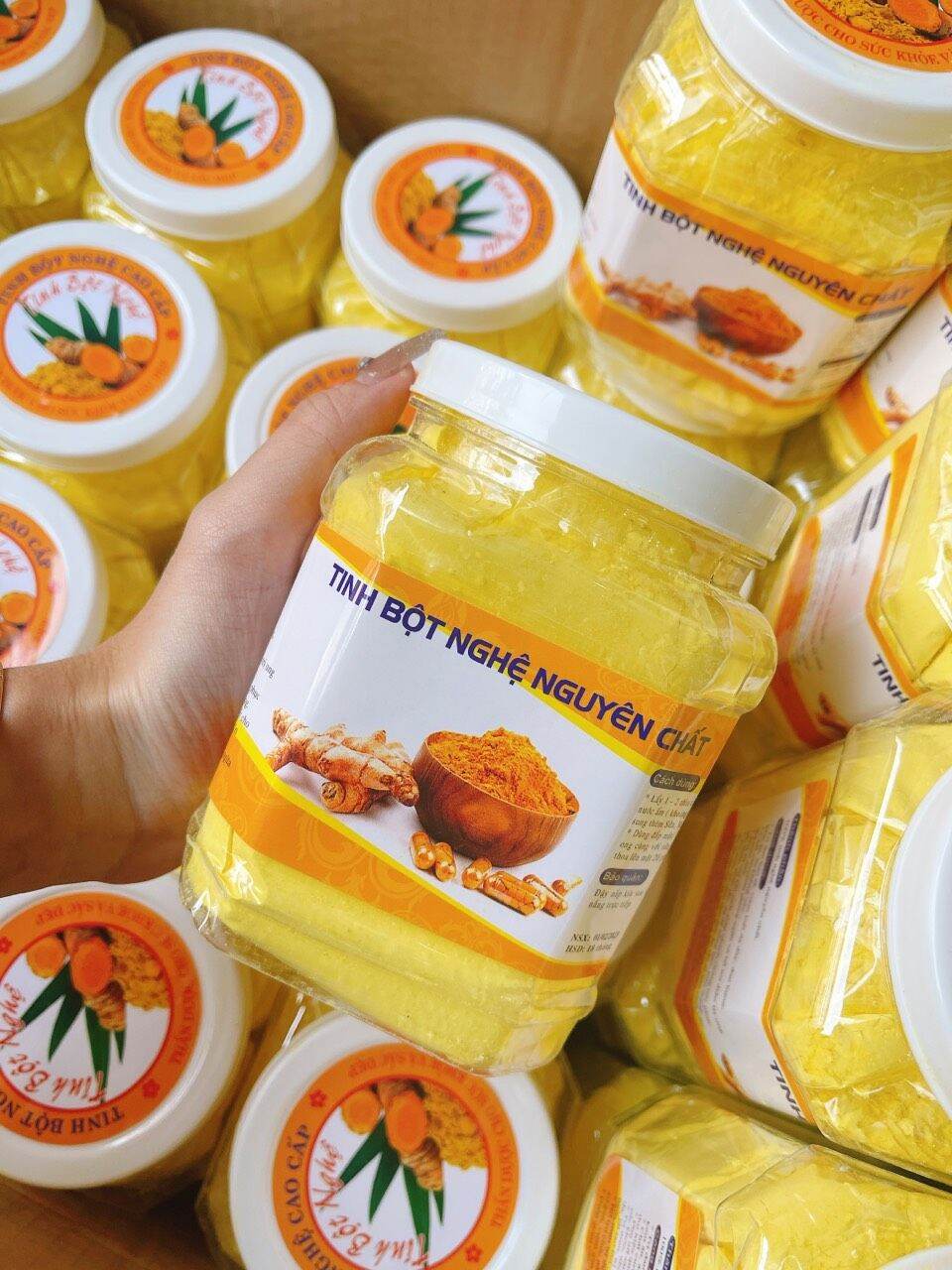 Tinh bột nghệ nguyên chất không pha hộp 500gr. Bột nghệ xay nhuyễn nguyên chất không pha, tinh bột nghệ rất tốt cho sức khỏe, mặt nạ đắp.