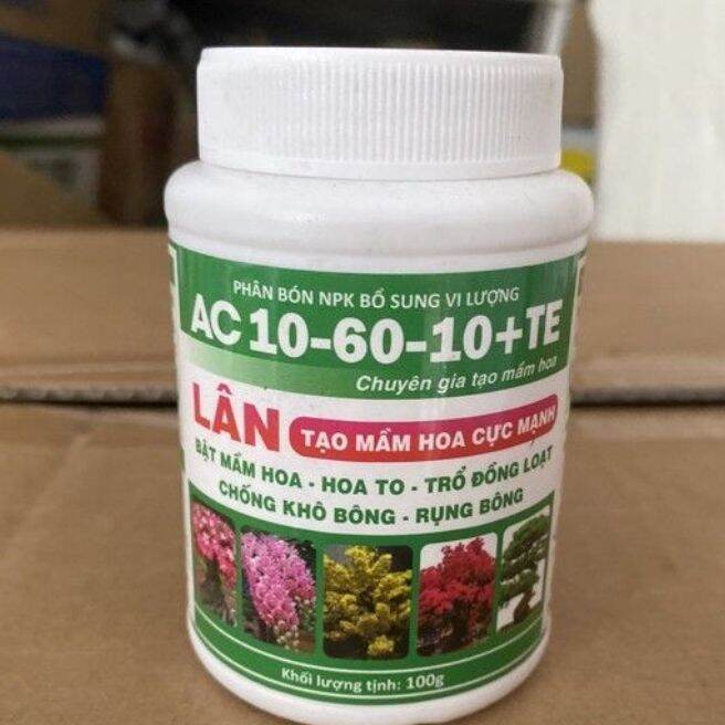 PHÂN BÓN NPK BỔ SUNG VI LƯỢNG AC 10-60-10 +TE  -  PHÂN BÓN HỖN HỢP SIÊU LÂN XANH 10 60 10 CÓ BỔ SUNG B1, B12(giao ngẫu nhiên 1 trong 2 lọ ) TẠO MẦM HOA CỰC MẠNH
