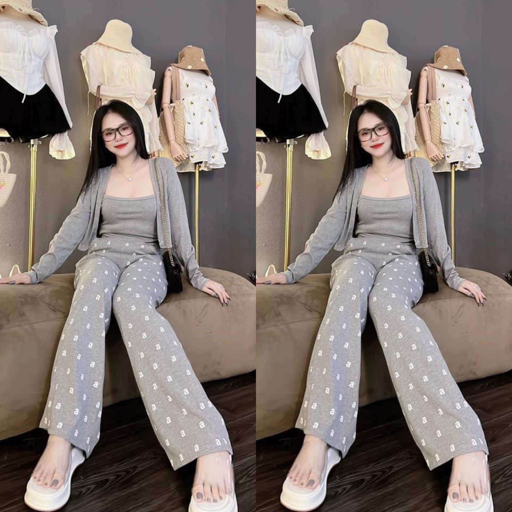 Set Bộ Thun Gân Tăm 3 món in chữ