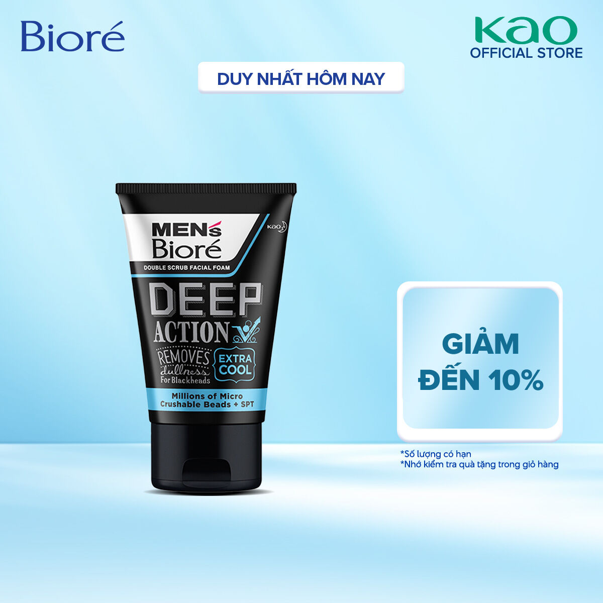 Sữa Rửa Mặt Men Biore Hạt Tác Động Kép Mát Lạnh Sảng Khoái 100g