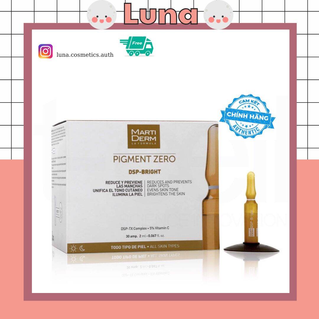 [Hcm][Chính Hãng] Ampoule Dưỡng Sáng Đều Màu Da Giảm Đốm Sắc Tố - Martiderm Pigment Zero Dsp Bright | Serum Ngăn Ngừa Nám Trắng Da Martiderm