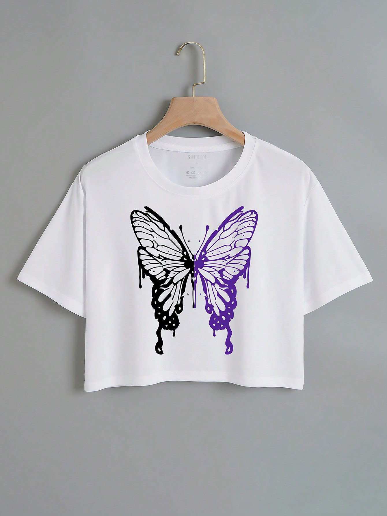 Ao Thun croptop in hình cánh bướm đẹp