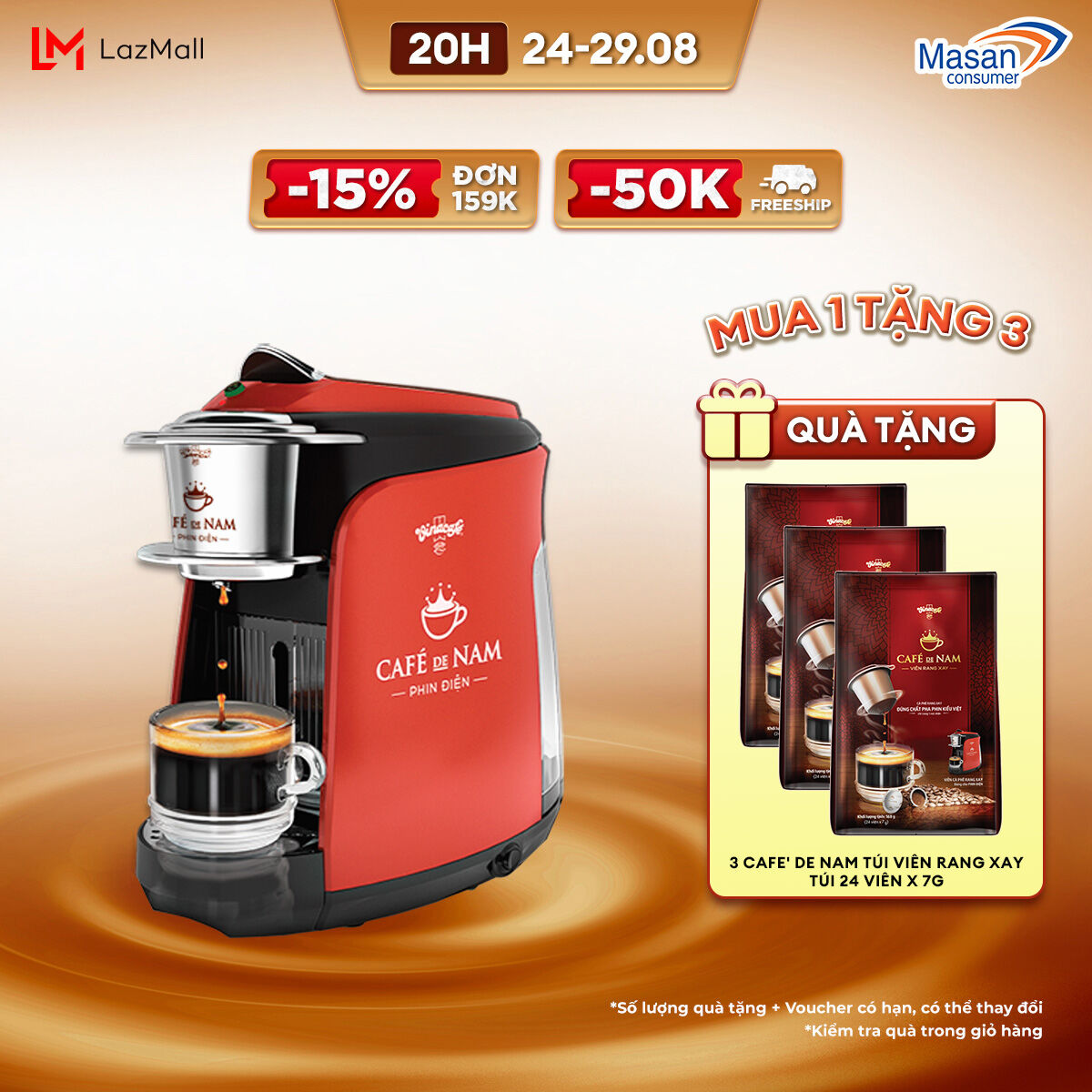 Máy Pha cà phê viên nén Vinacafe' De Nam phin điện