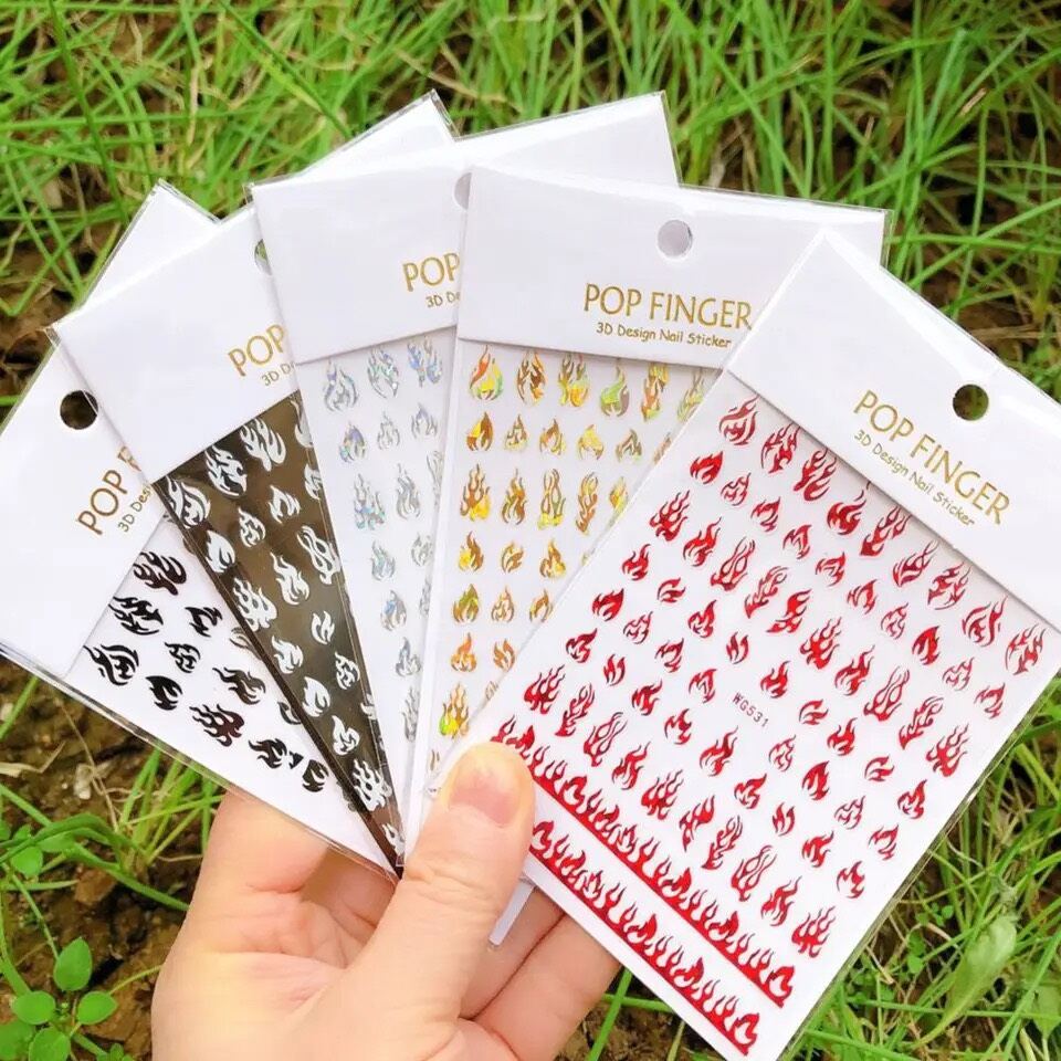 Sticker dán móng tay nail hình lửa laze