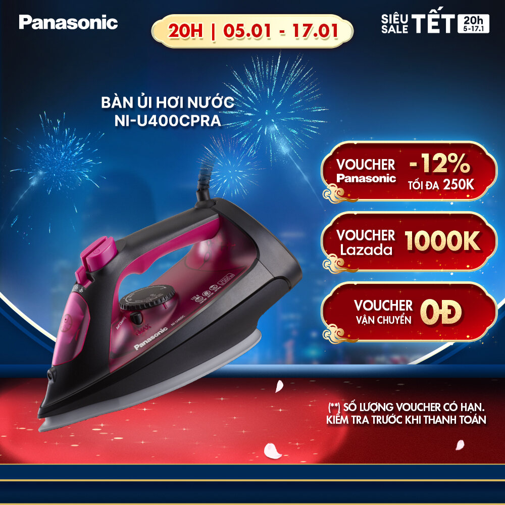 Bàn ủi hơi nước Panasonic NI-U400CPRA - Phun hơi cực mạnh - Công suất 2300W - Bảo hành chính hãng 12