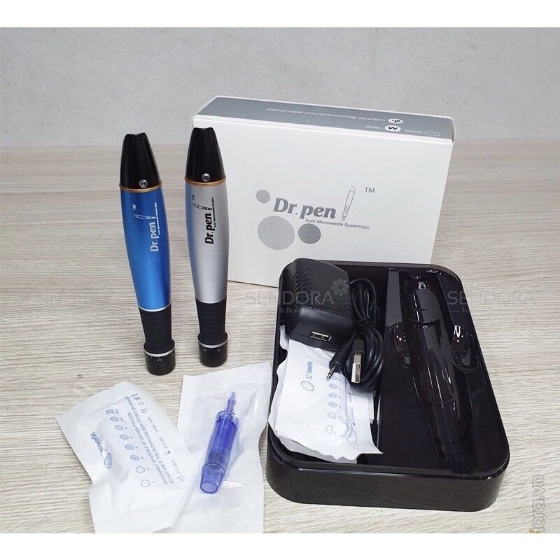 Máy lăn kim, máy phi kim dr pen xanh a1 tích điện cấy tảo cấy phấn cấy